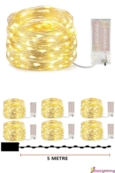 Evene Led Işık Led Şerit Peri Led Işık Dekoratif Aydınlatma Peri Led 5 Metre Gün Işığı 6 Adet ürün görseli 1