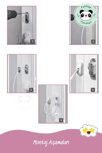 Pandogo Pencere Kilidi 5 Adet Antrasit Kapı Ve Pencere Emniyet Aparatı Güvenlik Ürünü Kilit - Resim 5