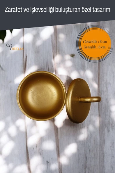 Viselia Takı Kutusu Takı Organizer Kapaklı Kutu Takı Düzenleyici Altın Renk Model 7 - 2
