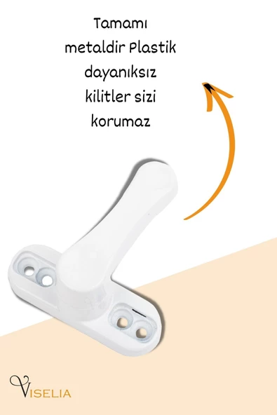Viselia Pencere Kilidi Pimapen Kilidi Pencere Çocuk Kilidi Pencere Emniyet Kilidi Beyaz 5 Adet - 3