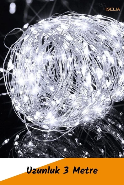 Viselia Peri Led Çok Amaçlı Dekoratif Aydınlatma 3 Metre Piller Dahil Şerit Parti Işığı Beyaz Renk - 2