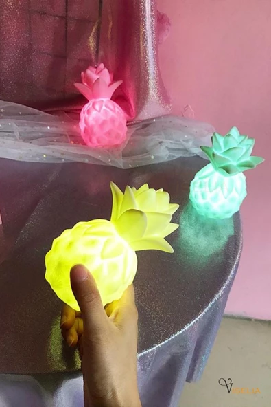 Viselia Pembe Ananas Gece Lamba Pilli Projeksiyon Masa Lamba Ananas Led Lamba - 4