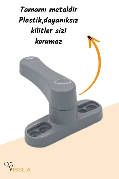 Viselia Pencere Kilidi Pimapen Kilidi Pencere Çocuk Kilidi Pencere Emniyet Kilidi Gri 10 Adet - Resim 3