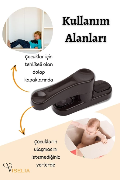 Viselia Pencere Kilidi Pimapen Kilidi Pencere Çocuk Kilidi Pencere Emniyet Kilidi Koyu Kahve 6 Adet - 6