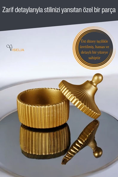 Viselia Takı Kutusu Takı Organizer Kapaklı Kutu Takı Düzenleyici Altın Renk Model 10 - 5