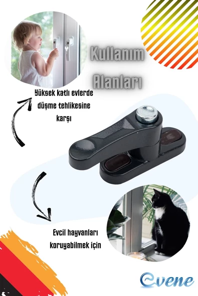 Evene Pimapen Kapı Kilidi Pimapen Pencere Kilidi Pencere Emniyet Kilidi Düğmeli Kilit 7 Adet Antrasit - 8