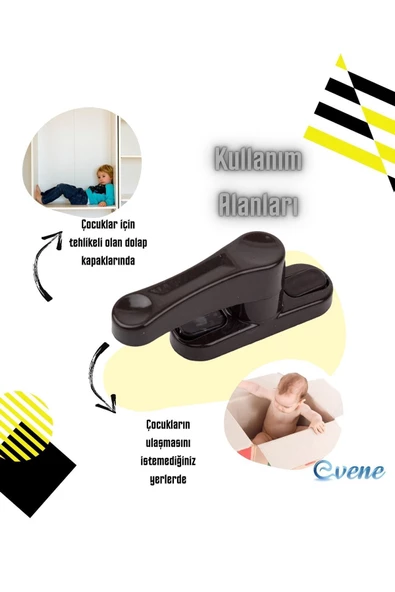 Evene Koyu Kahverengi Pencere Emniyet Kilidi 2 Adet Çocuk Hırsız Kilidi Çekmeli Metal Kilit - Resim 6