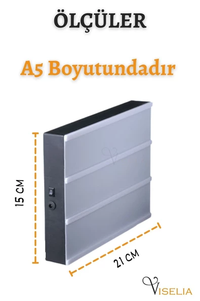 Viselia Masa Lambası Lightbox A5 Led Işık Işıklı Mesaj Panosu 60 Harf Light Box Pano - 2