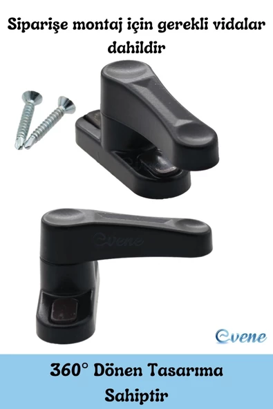 Evene Pencere Çocuk Kilit Pencere Kilidi Cam Kilidi Emniyet Çocuk Kilit Kapı Mandalı 3 Adet Siyah - Resim 7