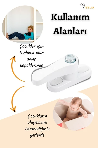 Viselia Pencere Kilidi Pencere Çocuk Kilit Basmalı Beyaz Renk 7 Adet - Resim 6