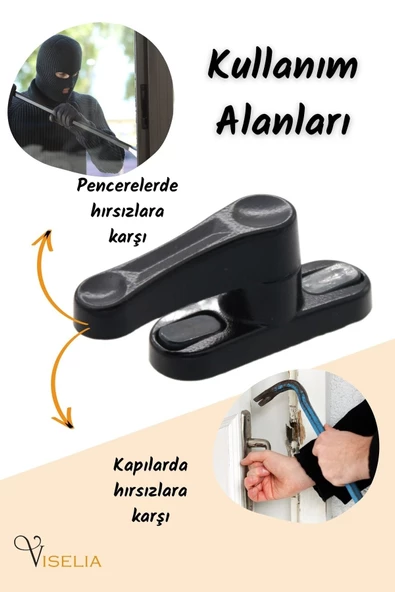 Viselia Siyah Pencere Emniyet Kilidi 4 Adet Çocuk Hırsız Kilidi Çekmeli Metal Kilit - Resim 7