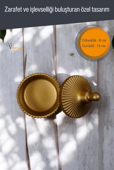 Viselia Takı Kutusu Takı Organizer Kapaklı Kutu Takı Düzenleyici Altın Renk Model 10 - 2