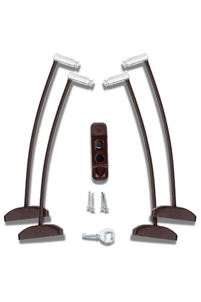 Evene Koyu Kahve Pencere Kilidi 4 Adet Halatlı Çocuk Güvenlik Emniyet Hırsız Pimapen Pvc Kapı Kilit