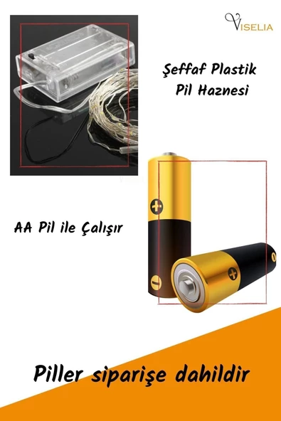 Viselia Peri Led Çok Amaçlı Dekoratif Aydınlatma 3 Metre Piller Dahil Şerit Parti Işığı Beyaz Renk - 4