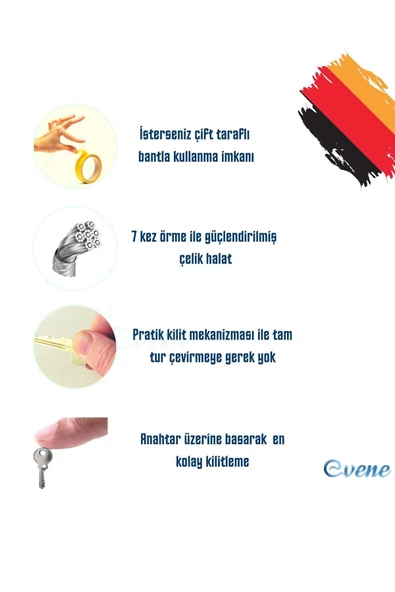 Evene Antrasit Pencere Kilidi 2 Adet Halatlı Çocuk Güvenlik Emniyet Hırsız Pimapen Pvc Kapı Bebek Kilit - 7
