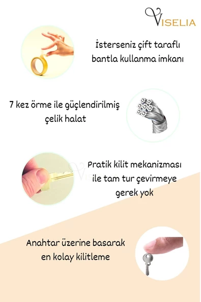 Viselia Anahtarlı Çelik Halatlı Pencere Çocuk Kilidi Çocuk Emniyet Kilidi 2 Adet Siyah - 6