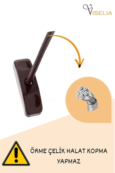 Viselia Pencere Emniyet Kilidi Çocuk Hırsız Kilidi Halatlı Pimapen Pvc Koyu Kahve - Resim 5