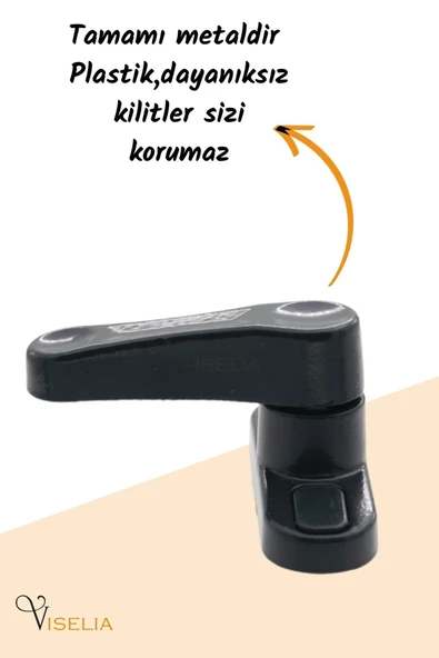 Viselia Antrasit Pencere Emniyet Kilidi 2 Adet Çocuk Hırsız Kilidi Çekmeli Metal Kilit - Resim 3