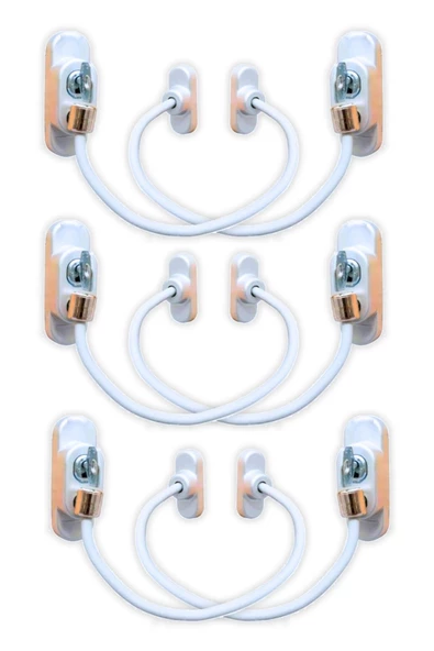 Viselia Anahtarlı Çelik Halatlı Pencere Çocuk Kilidi Çocuk Emniyet Kilidi 6 Adet Beyaz ürün görseli 1