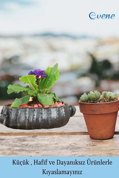 Evene Saksı Büyük Saksı Çiçek Saksısı Büyük Boy Saksı Salon Saksısı Model 3 Siyah Saksı - Resim 3