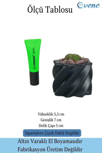 Evene Saksı Dekoratif Saksı Kaktüs Saksısı Sukulent Saksısı Küçük Saksı Model 9 Siyah Saksı - Resim 2