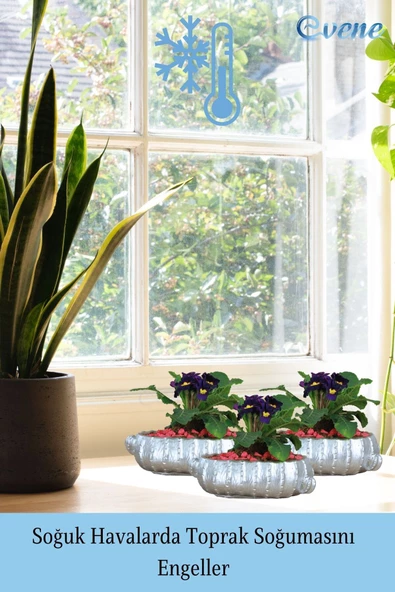 Evene Saksı Büyük Saksı Çiçek Saksısı Büyük Boy Saksı Salon Saksısı Model 3 Gümüş Saksı - Resim 5