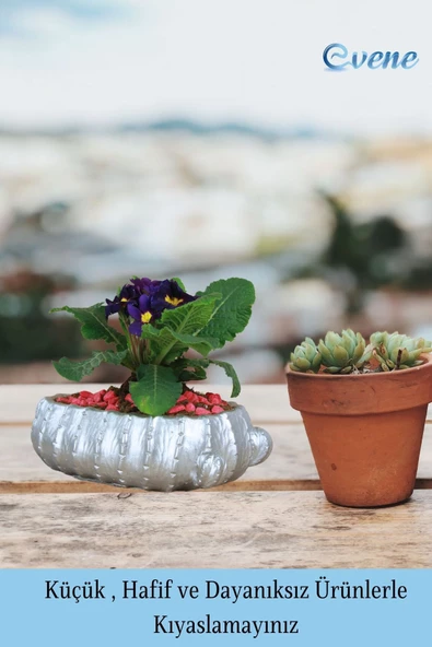 Evene Saksı Büyük Saksı Çiçek Saksısı Büyük Boy Saksı Salon Saksısı Model 3 Gümüş Saksı - Resim 3