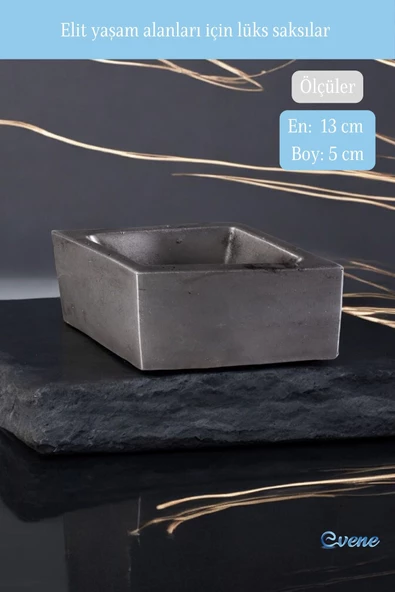 Evene Mini Çiçek Saksı Küçük Sukulent Gümüş Eskitme Kaktüs Saksısı Dörtgen Yatay Model - Resim 2