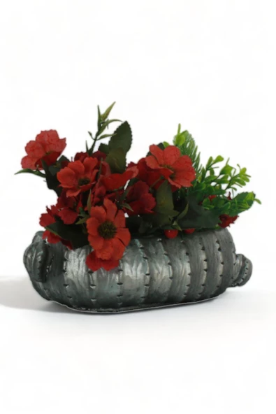 Evene Saksı Büyük Saksı Çiçek Saksısı Büyük Boy Saksı Salon Saksısı Model 3 Siyah Gümüş Saksı ürün görseli 1