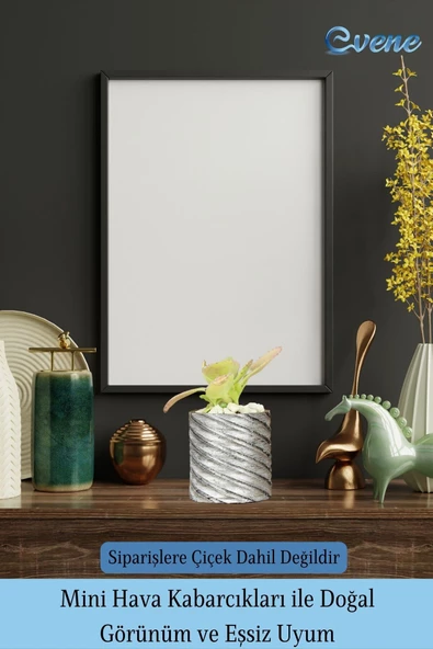 Evene Saksı Dekoratif Saksı Kaktüs Saksısı Sukulent Saksısı Küçük Saksı Model 37 Siyah Gümüş Saksı - Resim 6