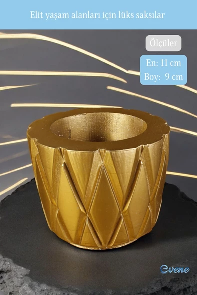 Evene Saksı Büyük Saksı Çiçek Saksısı Büyük Boy Saksı Salon Saksısı Model 7 Altın Saksı - Resim 2