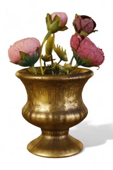 Evene Saksı Dekoratif Saksı Kaktüs Saksısı Sukulent Saksısı Küçük Saksı Model 33 Gold Saksı ürün görseli 1