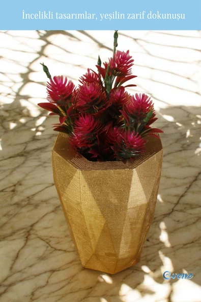 Evene Saksı Büyük Saksı Çiçek Saksısı Büyük Boy Saksı Salon Saksısı Model 9 Altın Saksı - Resim 5