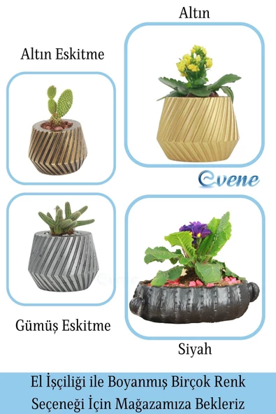 Evene Saksı Büyük Saksı Çiçek Saksısı Büyük Boy Saksı Salon Saksısı Model 3 Siyah Saksı - Resim 7