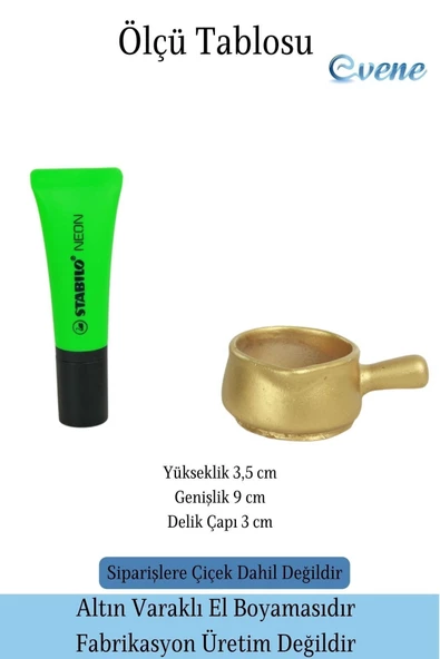 Evene Mini Çiçek Saksı Küçük Sukulent Altın Kaktüs Saksısı Tava Model - Resim 2