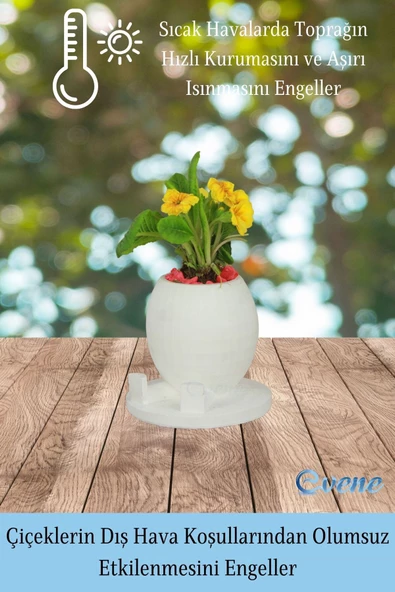 Evene Saksı Büyük Saksı Çiçek Saksısı Büyük Boy Saksı Salon Saksısı Model 1 Beyaz Saksı - Resim 4