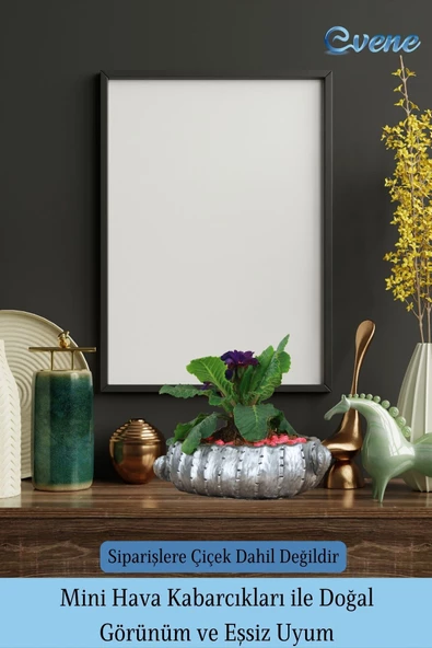 Evene Saksı Büyük Saksı Çiçek Saksısı Büyük Boy Saksı Salon Saksısı Model 3 Siyah Gümüş Saksı - Resim 6