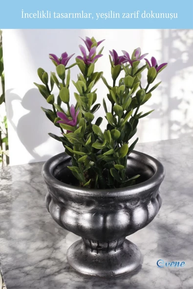 Evene Saksı Dekoratif Saksı Kaktüs Saksısı Sukulent Saksısı Küçük Saksı Model 34 Gümüş Eskitme Saksı - Resim 5