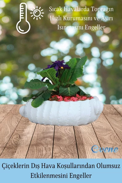 Evene Saksı Büyük Saksı Çiçek Saksısı Büyük Boy Saksı Salon Saksısı Model 3 Beyaz Saksı - Resim 4