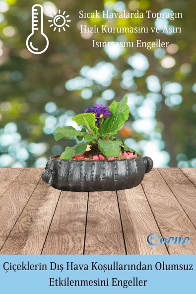 Evene Saksı Büyük Saksı Çiçek Saksısı Büyük Boy Saksı Salon Saksısı Model 3 Siyah Saksı - Resim 4