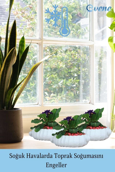 Evene Saksı Büyük Saksı Çiçek Saksısı Büyük Boy Saksı Salon Saksısı Model 3 Beyaz Saksı - Resim 5