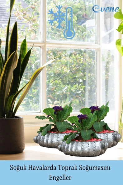 Evene Saksı Büyük Saksı Çiçek Saksısı Büyük Boy Saksı Salon Saksısı Model 3 Siyah Gümüş Saksı - Resim 5