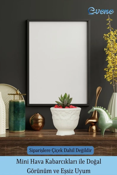 Evene Saksı Dekoratif Saksı Kaktüs Saksısı Sukulent Saksısı Küçük Saksı Model 31 Beyaz Saksı - 6