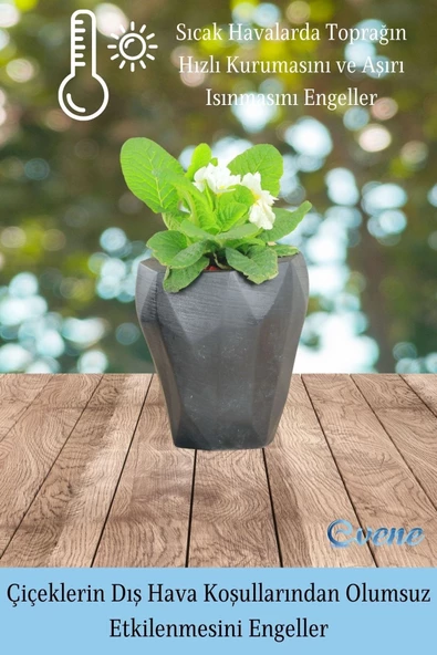 Evene Saksı Büyük Saksı Çiçek Saksısı Büyük Boy Saksı Salon Saksısı Model 9 Siyah Saksı - Resim 4