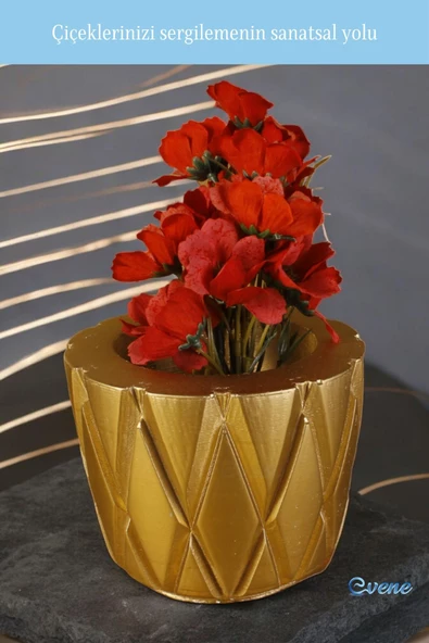 Evene Saksı Büyük Saksı Çiçek Saksısı Büyük Boy Saksı Salon Saksısı Model 7 Altın Saksı - Resim 3