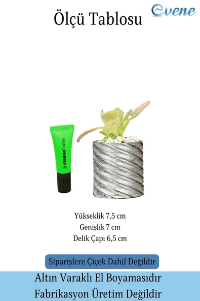 Evene Saksı Dekoratif Saksı Kaktüs Saksısı Sukulent Saksısı Küçük Saksı Model 37 Siyah Gümüş Saksı - Resim 2