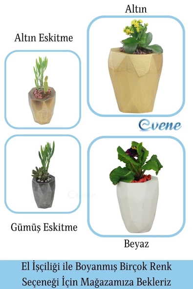 Evene Saksı Büyük Saksı Çiçek Saksısı Büyük Boy Saksı Salon Saksısı Model 9 Beyaz Saksı - 7