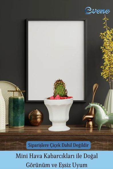 Evene Saksı Dekoratif Saksı Kaktüs Saksısı Sukulent Saksısı Küçük Saksı Model 38 Beyaz Saksı - Resim 6