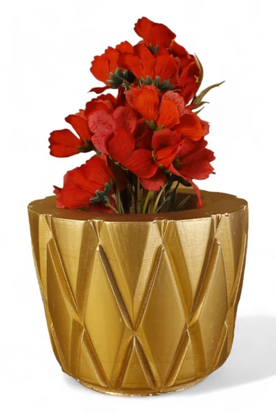 Evene Saksı Büyük Saksı Çiçek Saksısı Büyük Boy Saksı Salon Saksısı Model 7 Altın Saksı ürün görseli 1