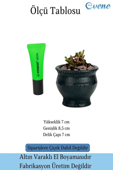 Evene Saksı Dekoratif Saksı Kaktüs Saksısı Sukulent Saksısı Küçük Saksı Model 43 Siyah Saksı - Resim 2